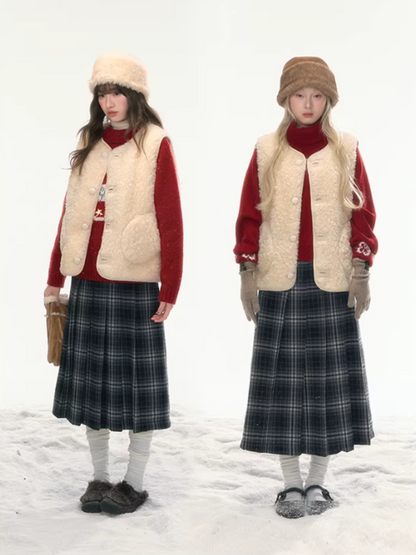 "Wild Caramel" Khaki Reversible Sherpa Vest LL2025477