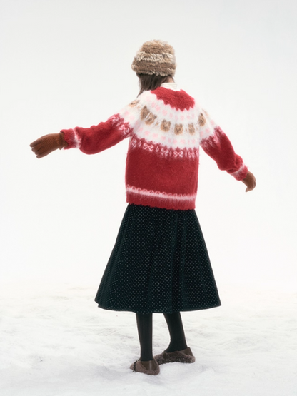 “Christmas Dawn” Retro Heart Bear Knit Sweater PP2025219