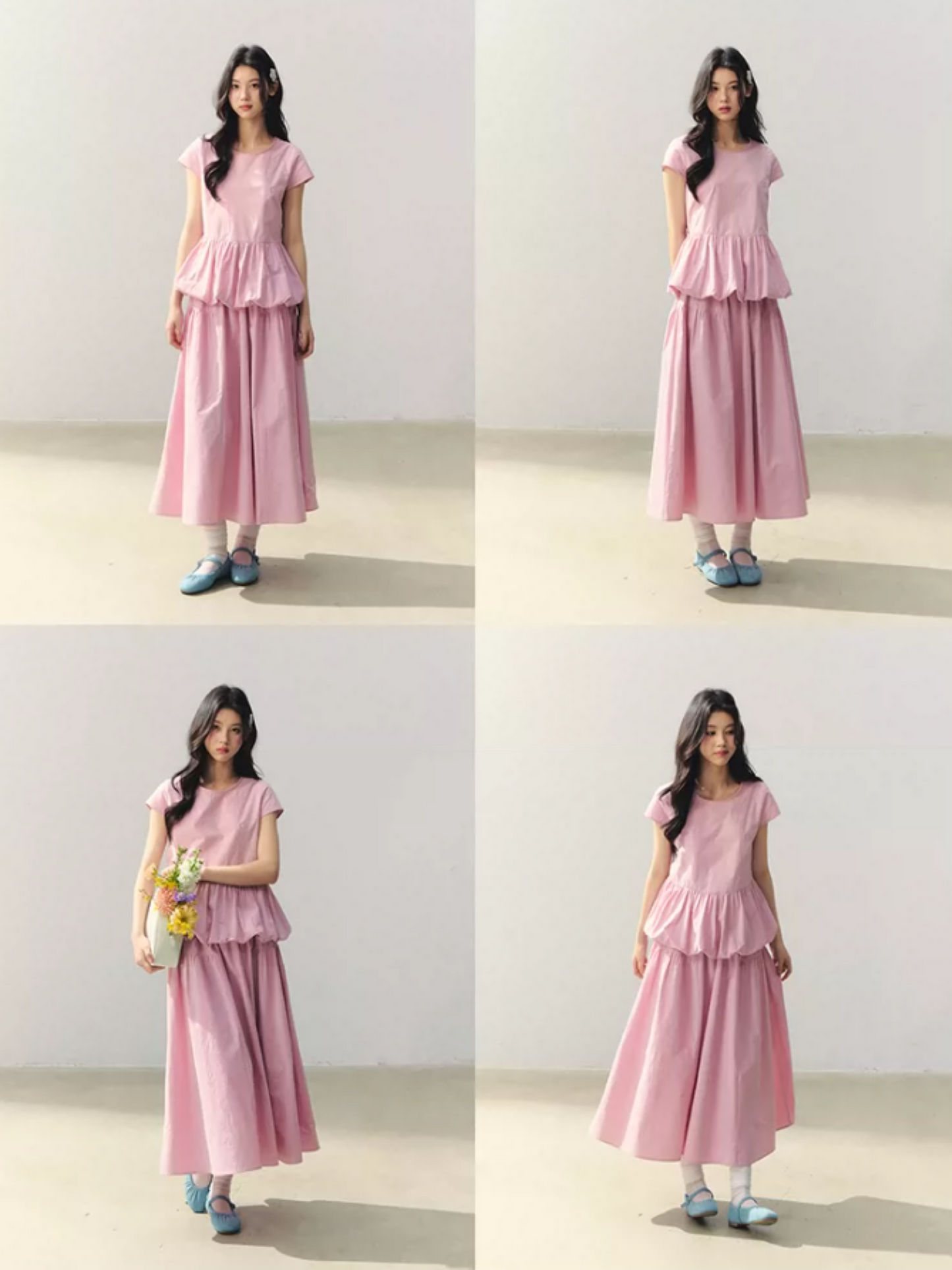 "Raspberry Bloom Letter" Sleeveless Top & Bubble Skirt Set SJ2026018