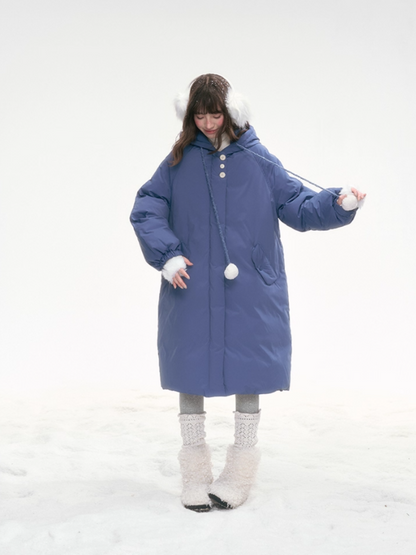 Frosty Denim-Blue Puff Aura Down Coat