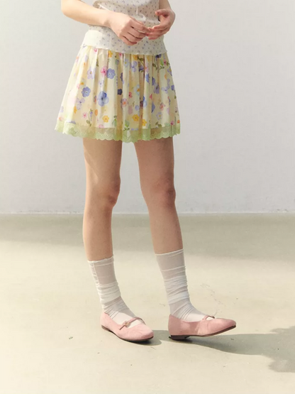"Summer Meadow Sky" Knit Cardigan & Floral Pleated Skirt Set LL2026010