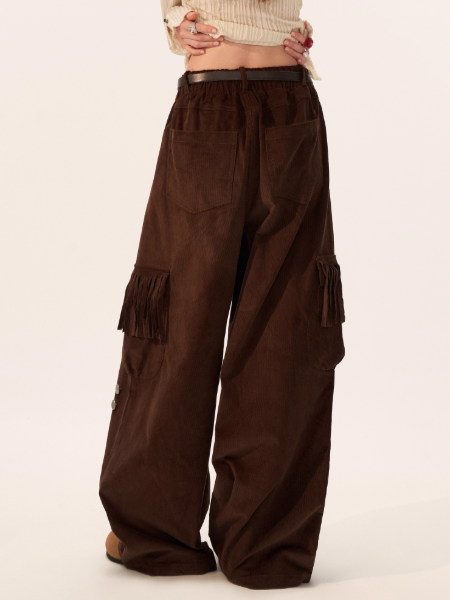 MAMC - Fringe Corduroy Cargo Pants (Coffee Brown)