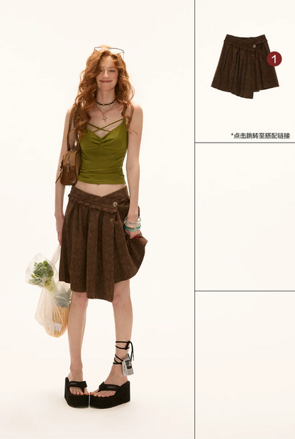 MAMC - Criss-Cross Front Strap Cami (Green / Purple)
