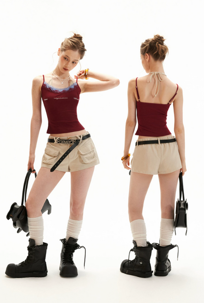 Vintage Utility Pocket Cotton Shorts