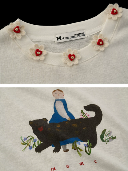 "Panther Reverie" Oil Painting Graphic Cropped T-shirt WE927