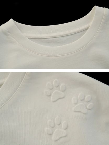 "Playful Kitty Mood" Distressed Cropped Graphic T-shirt WE985