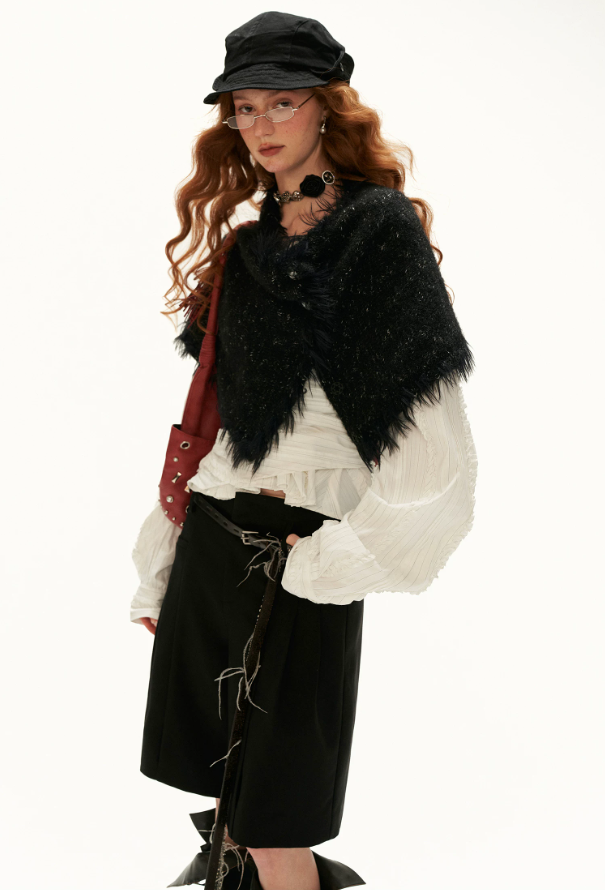 MAMC - White French-Inspired Ruffle Off-Shoulder Waist-Tie Blouse