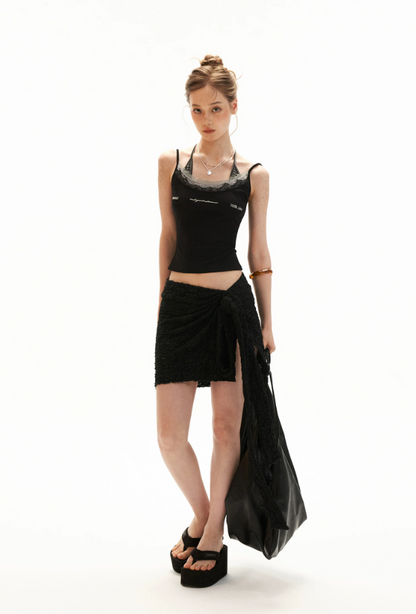 Layered Lace Letter Embroidered Cami Top
