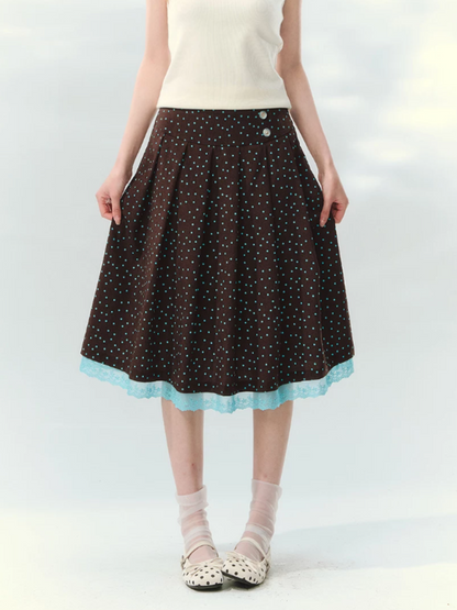 “Sea Salt Letters” Plaid Lace Layered Skirt Set  LL2026168