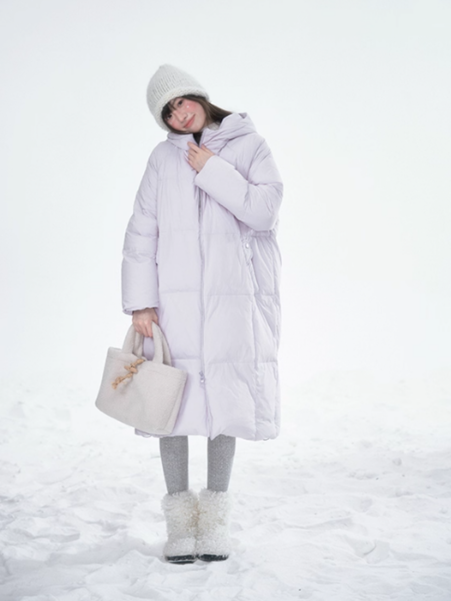 Basic Warm Snowflake Logo Long Down Coat - Purple BH2024470