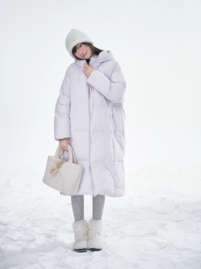 Basic Warm Snowflake Logo Long Down Coat - Purple BH2024470