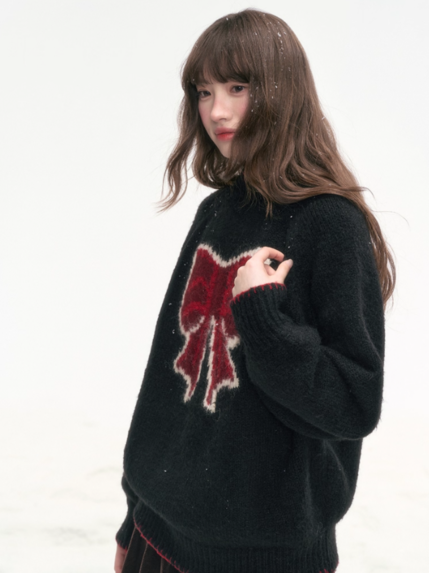 "Midnight Charm" Black Bow Knit Sweater LL2025311