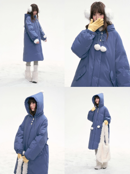 Frosty Denim-Blue Puff Aura Down Coat
