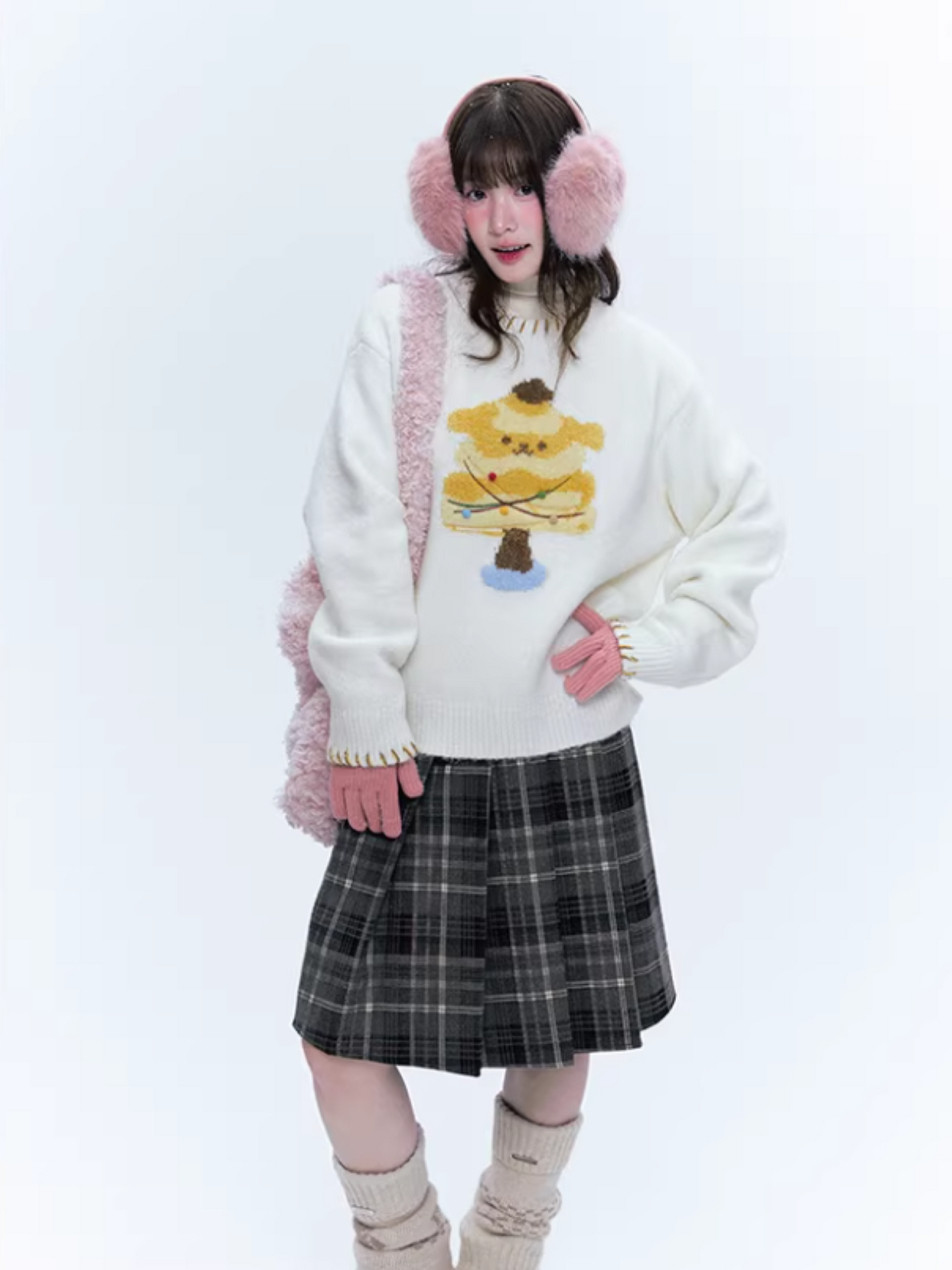 CREAMO2奶油氧气 - Sweet Pudding Puppy Ivory Knit Sweater