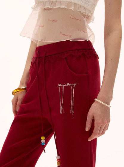 MAMC - Low-Waist Drawstring Flared Pants – American Retro Style