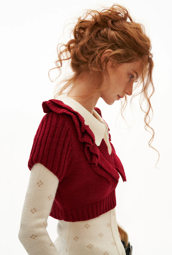MAMC - Lace Muse Fitted Knit Cardigan (Gray / Ivory)