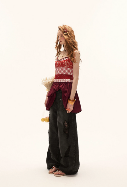 MAMC - "Cherry Stardust Mood" Mixed Print Cami Mini Dress WE909