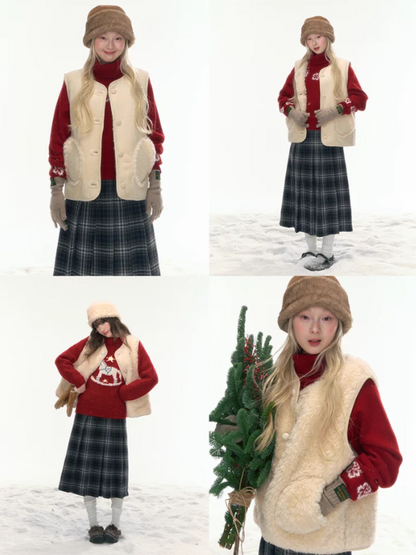 "Wild Caramel" Khaki Reversible Sherpa Vest LL2025477