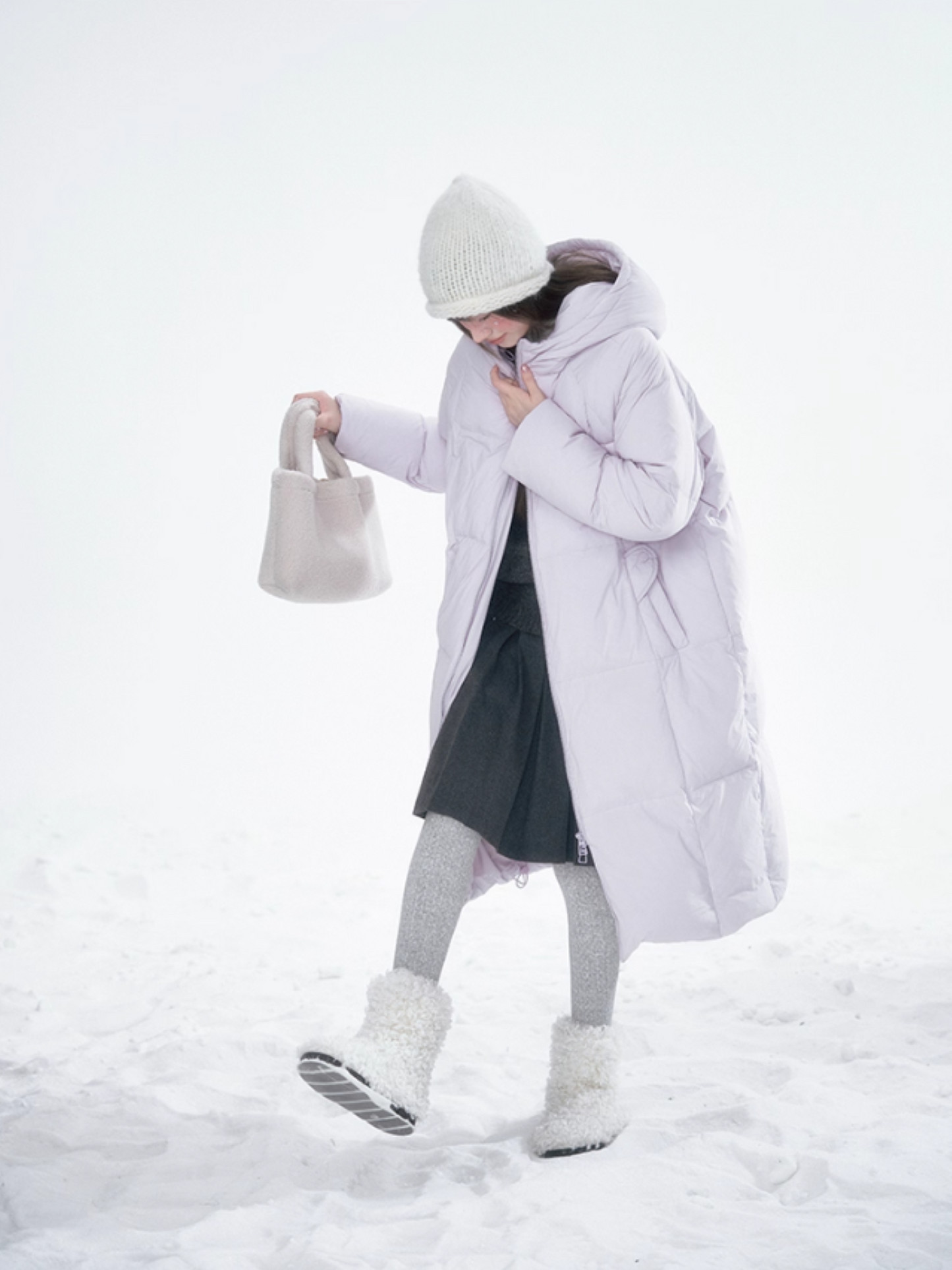 Basic Warm Snowflake Logo Long Down Coat - Purple BH2024470