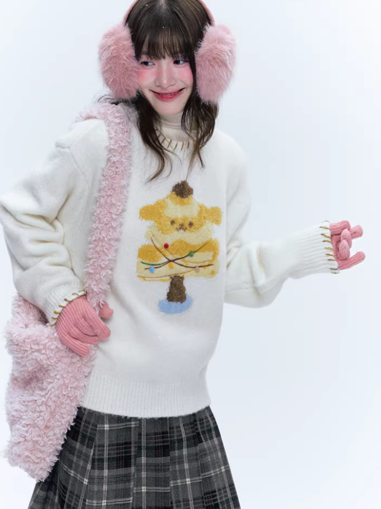 CREAMO2奶油氧气 - Sweet Pudding Puppy Ivory Knit Sweater