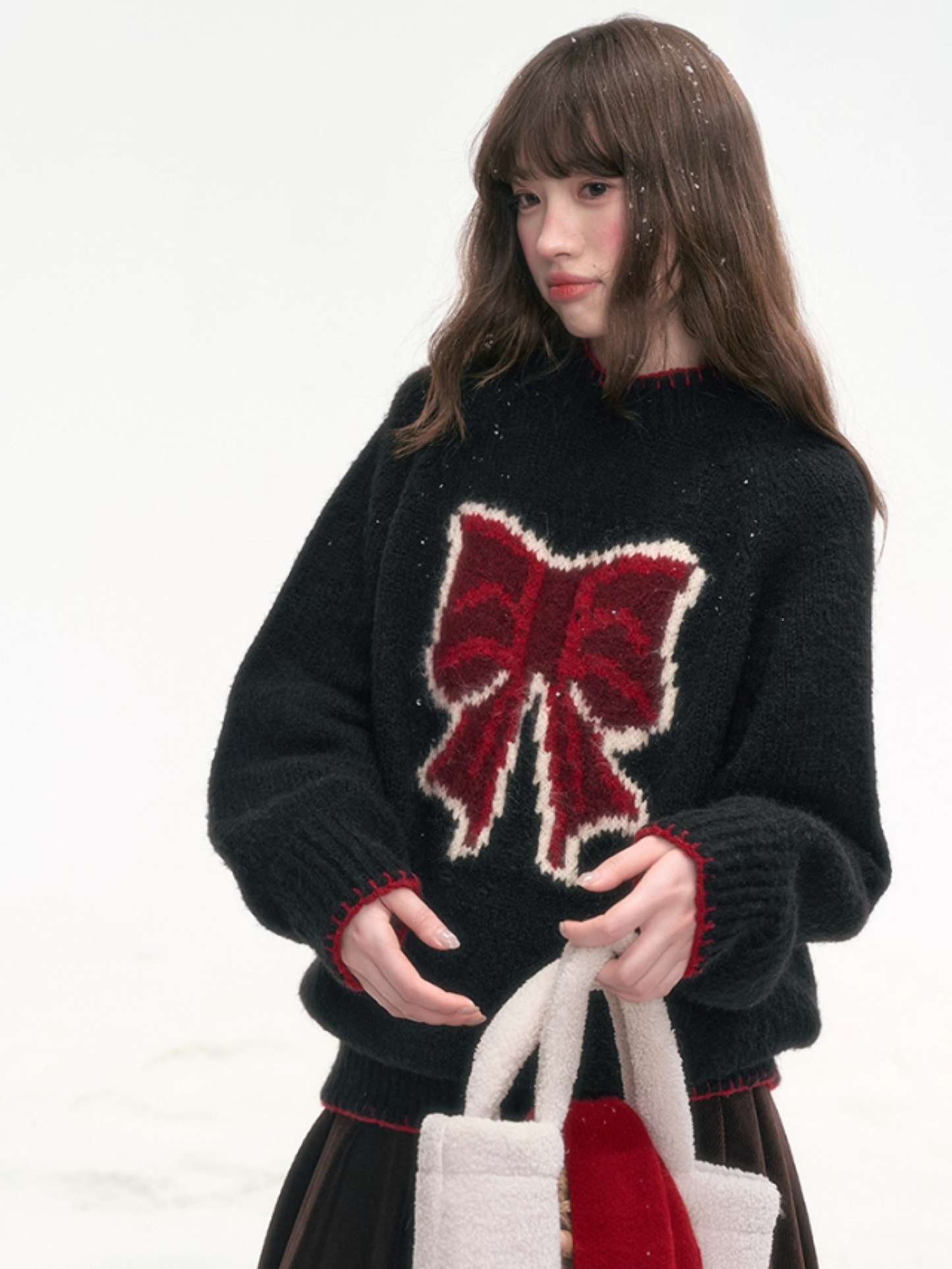 "Midnight Charm" Black Bow Knit Sweater LL2025311
