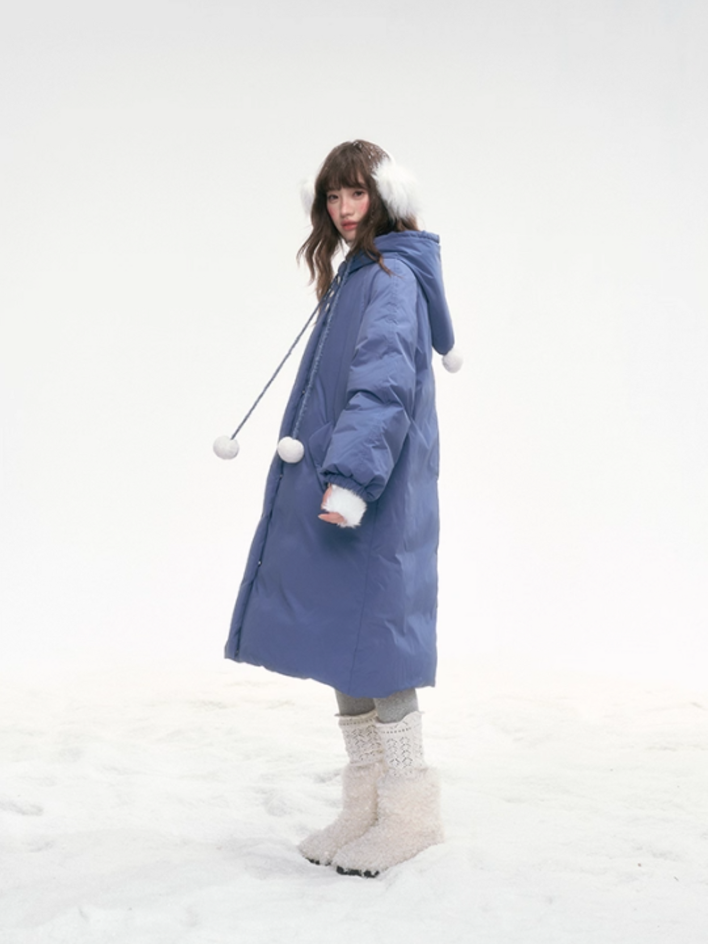 Frosty Denim-Blue Puff Aura Down Coat