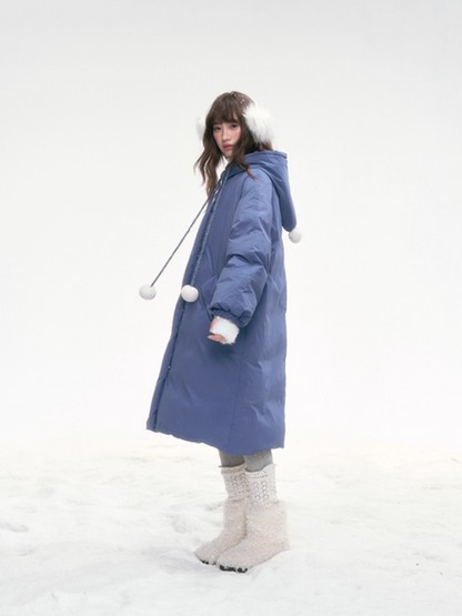Frosty Denim-Blue Puff Aura Down Coat