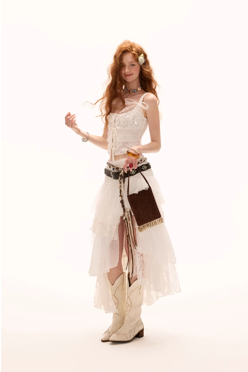 MAMC - Bow-Tie Lace Trim Cami Top