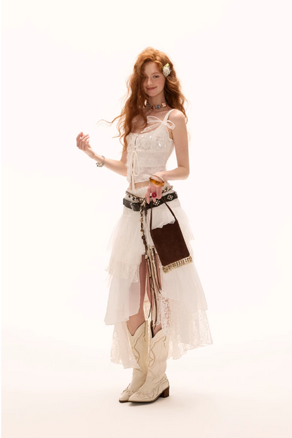 MAMC - Bow-Tie Lace Trim Cami Top