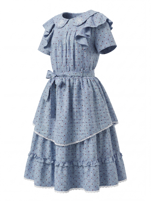 “Blueberry Tart Reverie” Blue Polka Dot Tea Dress