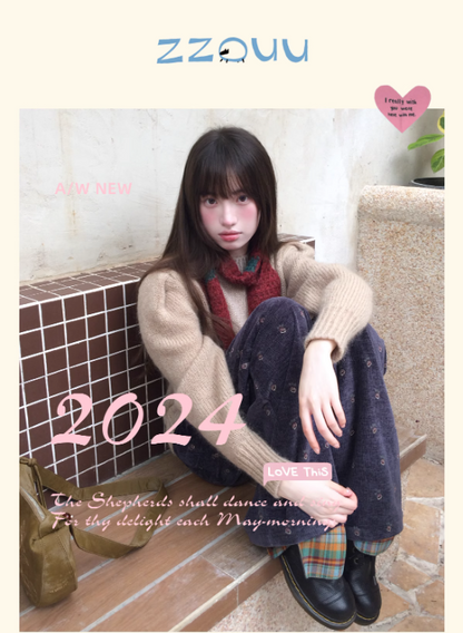 Zzouu - Embroidered Corduroy Pants