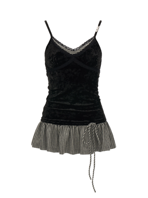MAMC - Black Velvet Faux Two-Piece Tank Top