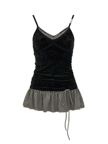 MAMC - Black Velvet Faux Two-Piece Tank Top