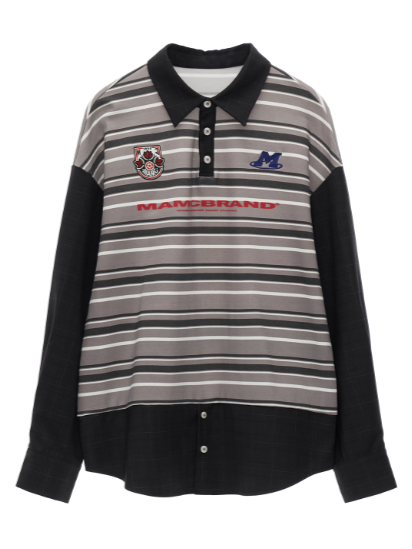 MAMC - Retro Striped Patchwork Polo Shirt WE810