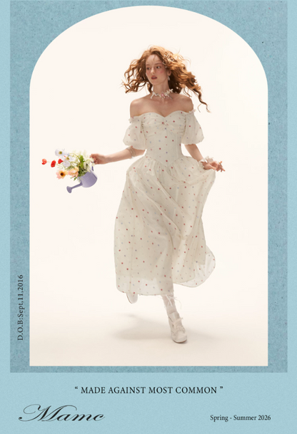Romantic Floral Twist-Bustier Maxi Dress WE966