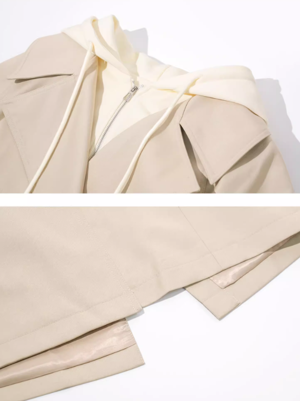 ASGONY - Preppy Layered-Look Hooded Trench Coat