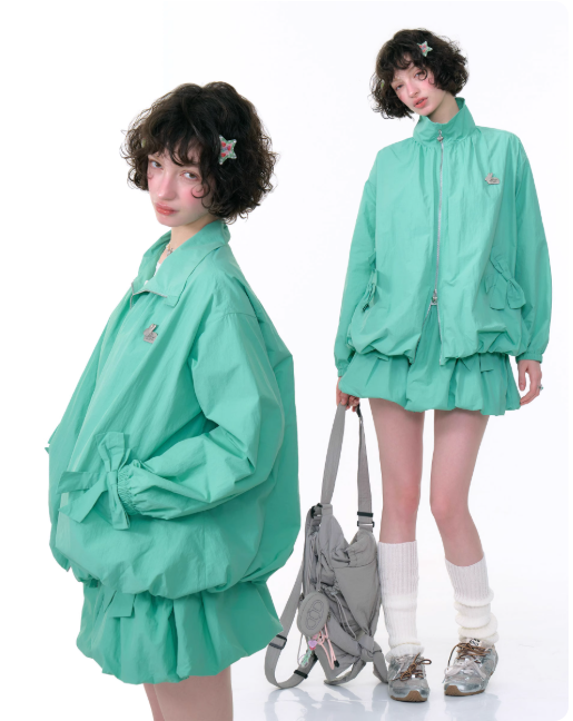 ZiziFei - Mint Green Windbreaker Jacket
