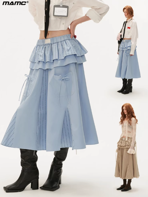 MAMC - Pastel Tiered Pocket Maxi Skirt