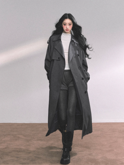 少也眼 Runway-Inspired French British Loose Trench Coat