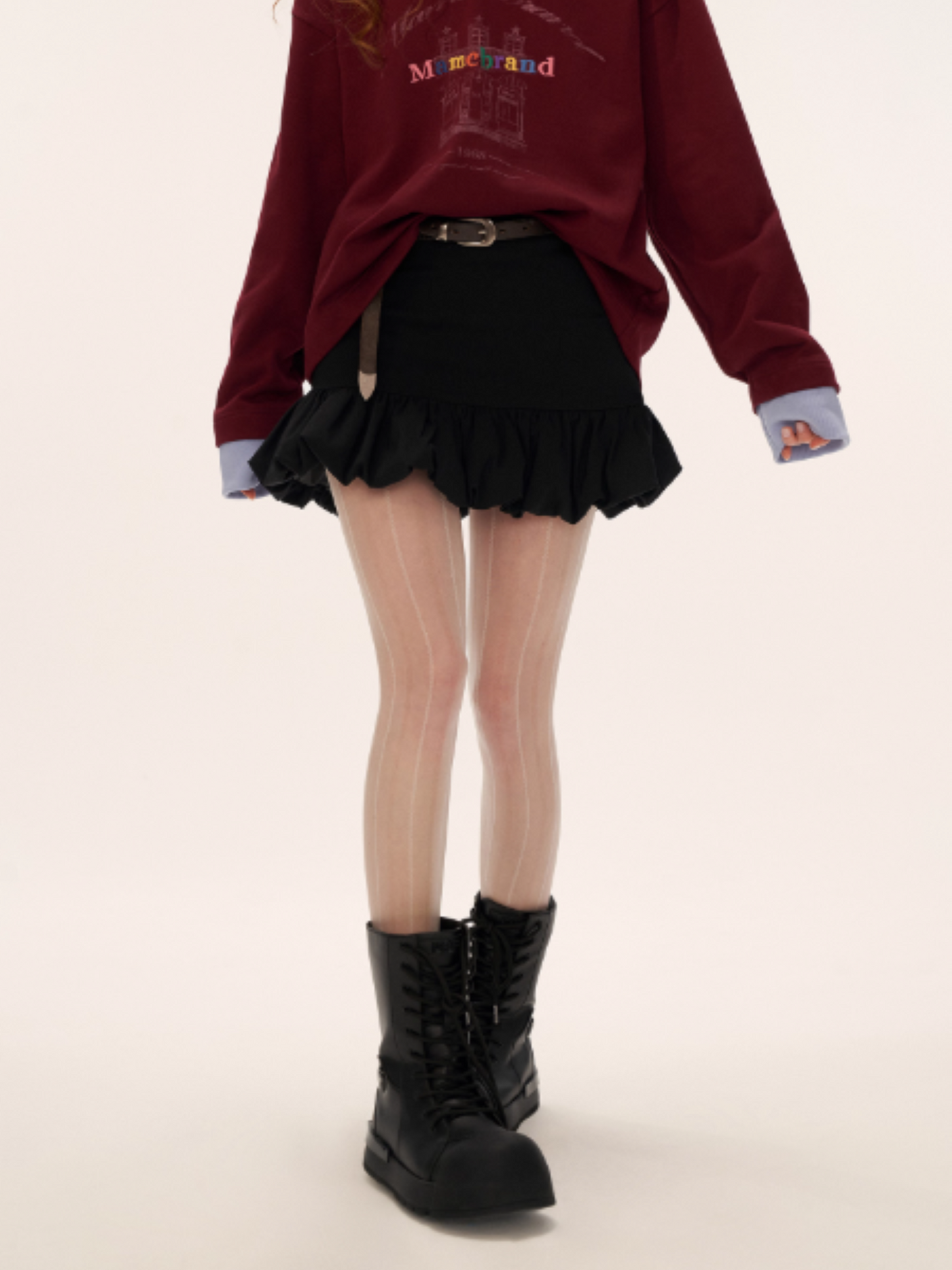 MAMC - Black Ruched Tulip Mini Skirt WE729
