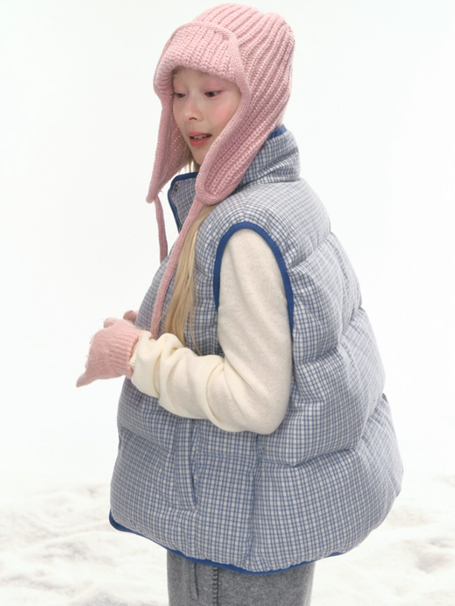 "Clear Sky Check Duo" Reversible Down Vest LL2025456