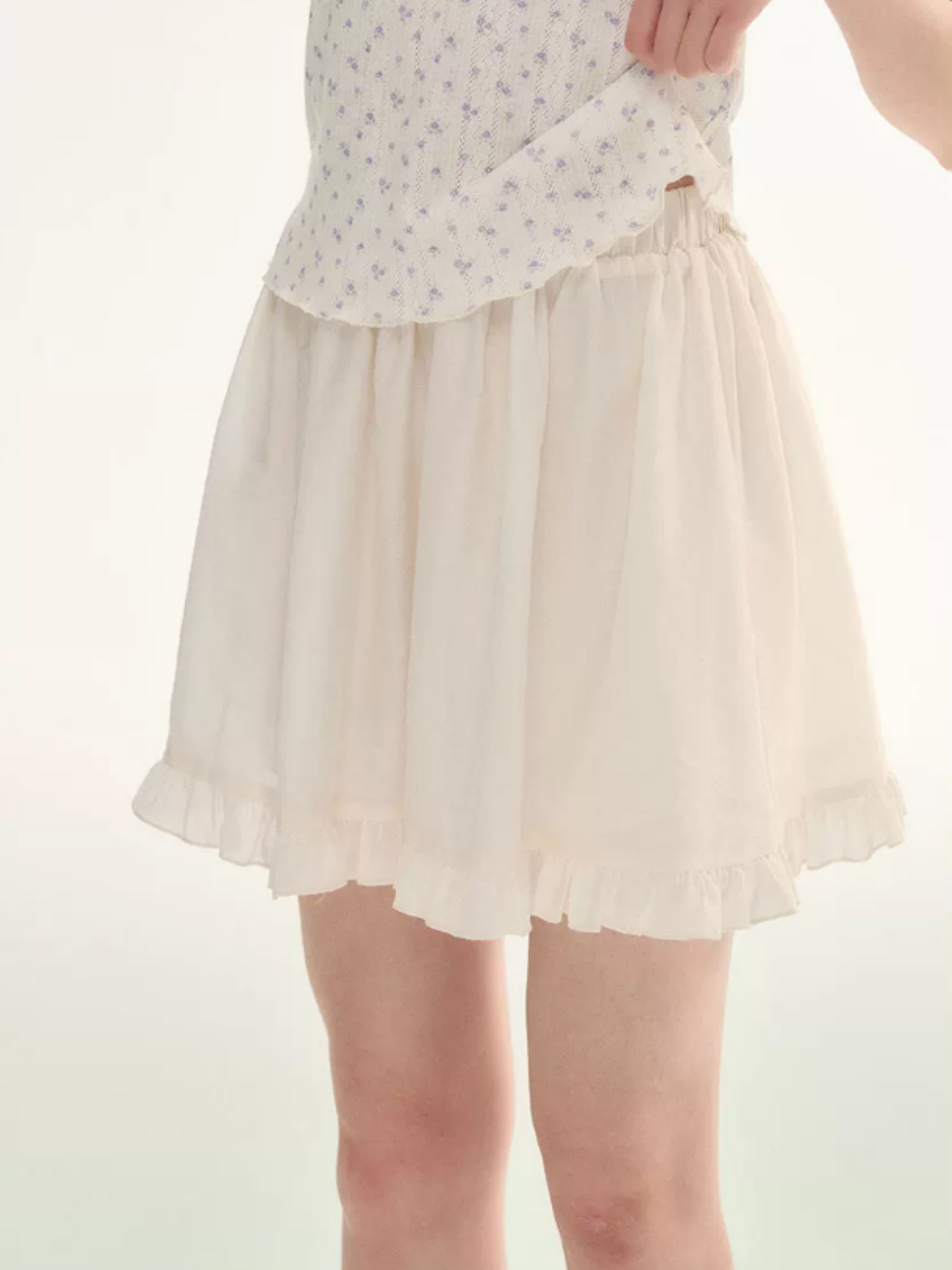 Camellia Mist Ruffle Cardigan & Mini Skirt Set WW2026107