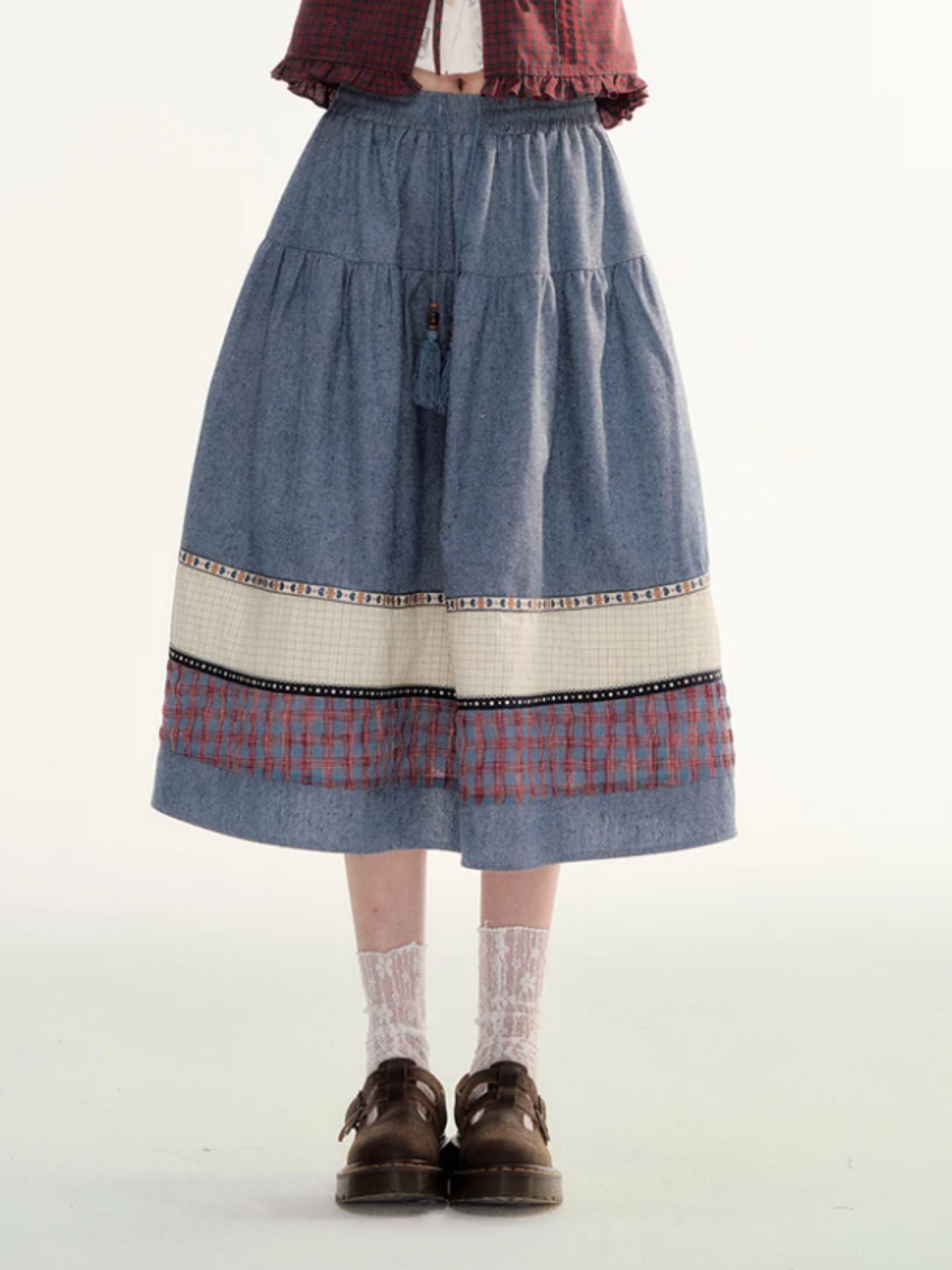 Boho Patchwork Tassel Maxi Skirt WW2026087