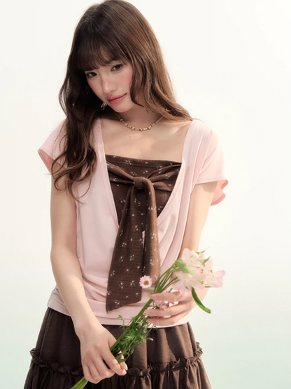Blush & Cocoa Bow Cami Top Set LL2026072