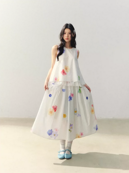 Floral Whisper White A-Line Top & Skirt Set WW2026053