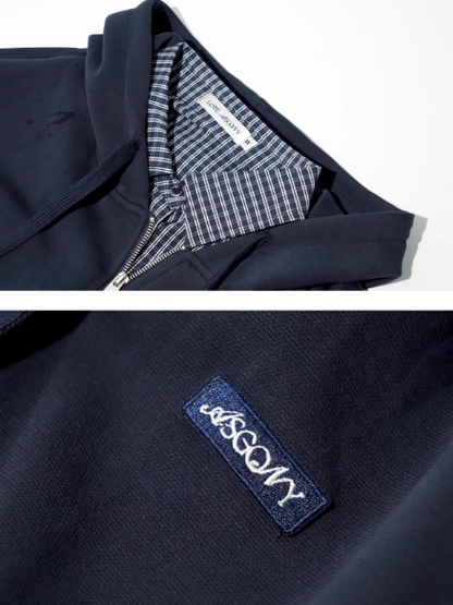 ASGONY - Faux Two-Piece Zip-Up Hoodie Jacket (Deep Navy)