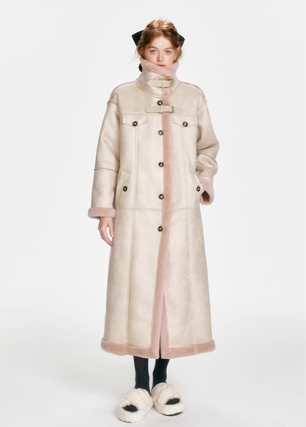 Peach Puff Lambswool Long Coat