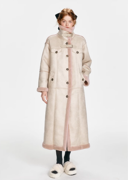 Peach Puff Lambswool Long Coat
