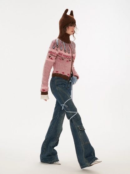 MAMC - Vintage Washed Flare Cargo Jeans