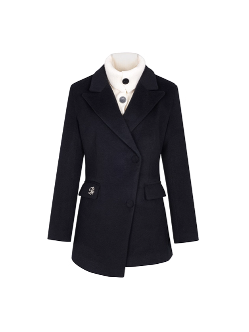 PCH - Faux Two-Piece Notched Lapel Woolen Blazer